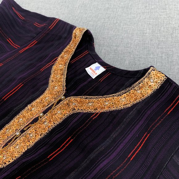 Modila Fashion Pakistani / Indian Dress Purple Gold Sequin Bead‎ Detail Small - Picture 11 of 13